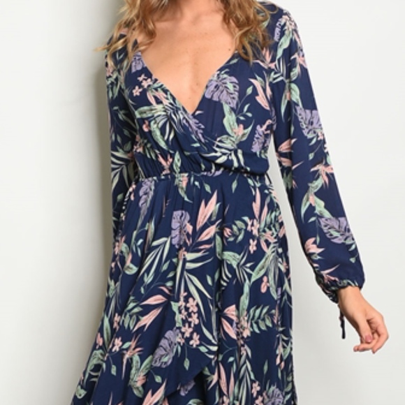 LAST 2! Navy & Lilac Maxi boho style dress. - Picture 2 of 5